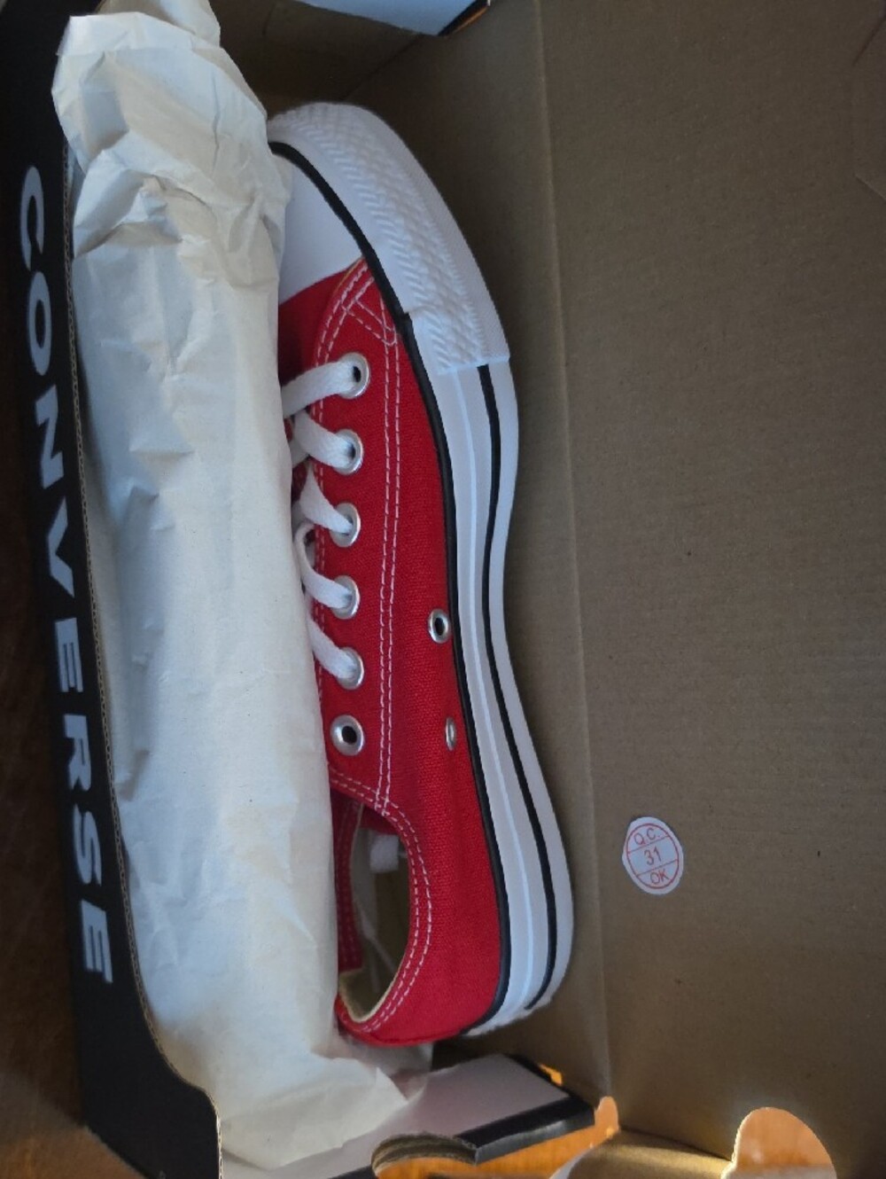 Converse Red Low-Top Canvas Sneakers with White Accents - Picture 7 of 7